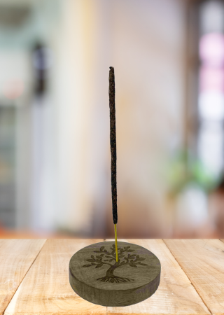 Räucherstäbchenhalter Aus Holz Handgefertigt – Baum-des-Lebens Motiv In Bootform, 28x10 Cm, Antik Weiß